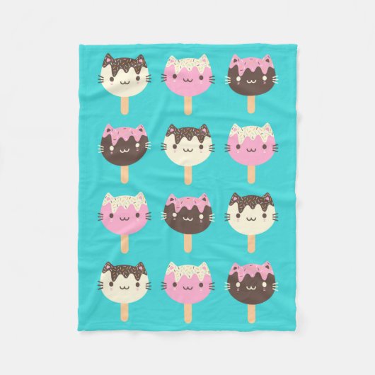 Kawaii Summer Ice Lolly Popsicle Cats Fleecedecke (Vorderseite)