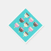 Kawaii Summer Ice Lolly Popsicle Cats Serviette (Ecke)