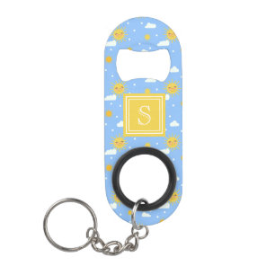 Kawaii Summer Sunshine Clouds Monogram Mini Flaschenöffner