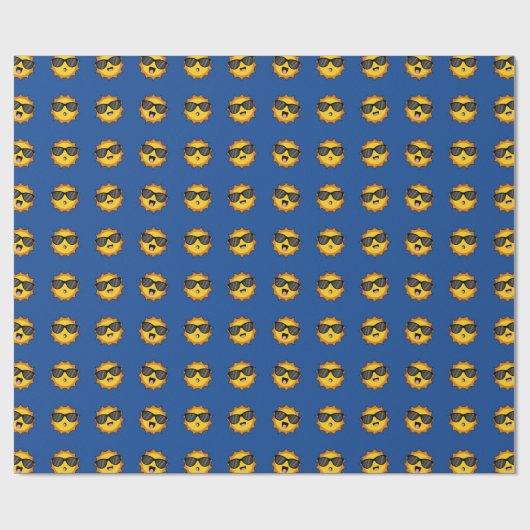 Kawaii Sun mit Sonnenbrillen Happy Emoji Faces Geschenkpapier (Flach)