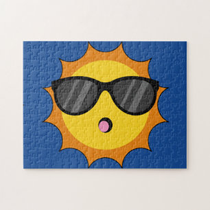 Kawaii Sun mit Sonnenbrillen Happy Emoji Faces Puzzle