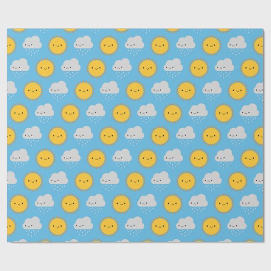 Kawaii Sun & Rain Geschenkpapier (Flach)