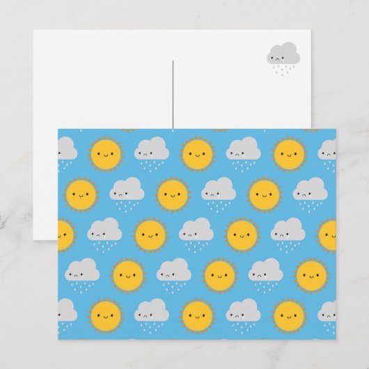Kawaii Sun & Rain Postkarte (Vorne/Hinten)
