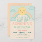 Kawaii Sun Ray of Sunshine Pastel Baby Shower Einladung (Vorne/Hinten)