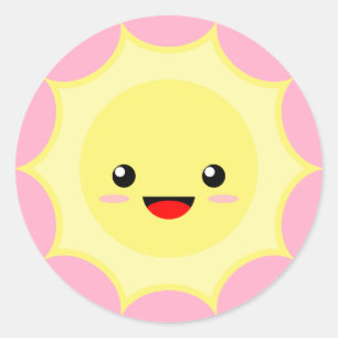 Kawaii Sun Runder Aufkleber