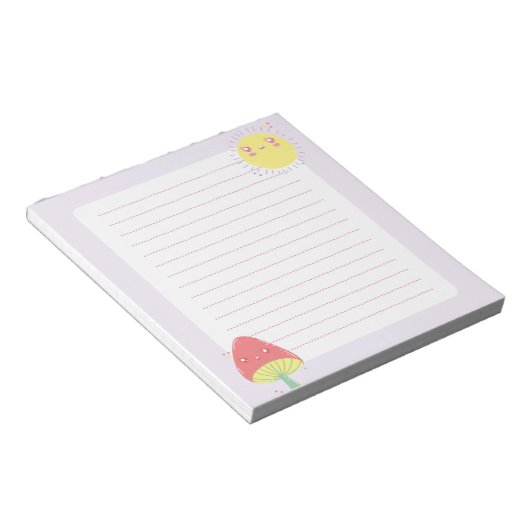 Kawaii Sun und Mushroom Notepad Notizblock (angewinkelt)
