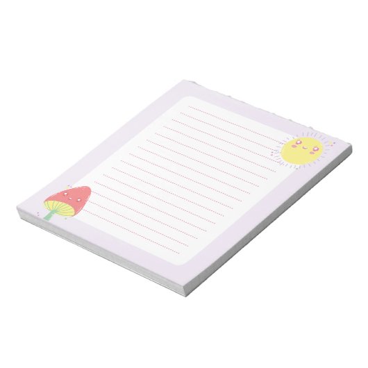 Kawaii Sun und Mushroom Notepad Notizblock (Rotiert)