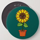 Kawaii Sunflower Plant in a Pot Button (Vorne & Hinten)