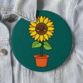 Kawaii Sunflower Plant in a Pot Button (Beispiel)