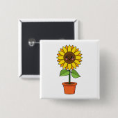 Kawaii Sunflower Plant in a Pot Button (Vorne & Hinten)