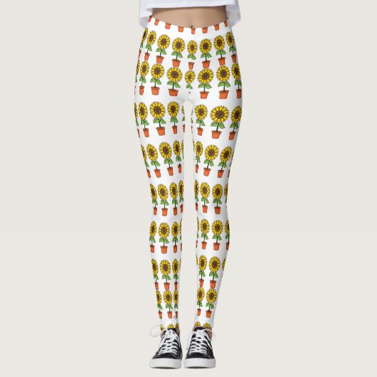 Kawaii Sunflower Plant in a Pot Leggings (Vorderseite)
