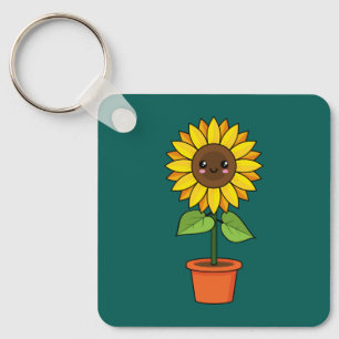 Kawaii Sunflower Plant in a Pot Schlüsselanhänger