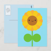 Kawaii Sunflower Postkarte (Vorne/Hinten)