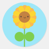 Kawaii Sunflower Runder Aufkleber (Vorderseite)