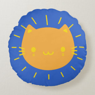 Kawaii Sunshine Cats Reversible Rundes Kissen