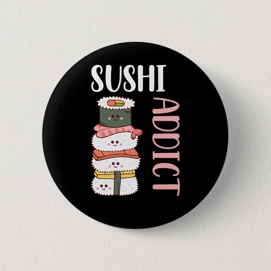 Kawaii Sushi Anime Niedlich japanisches Essen Button (Vorderseite)