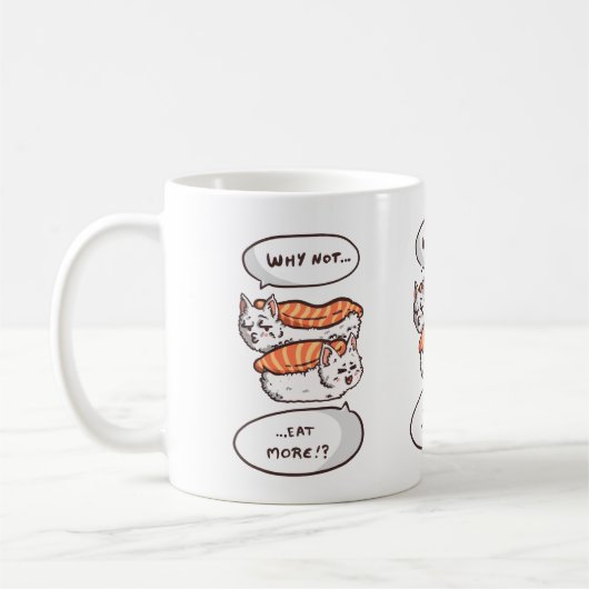 Kawaii Sushi Cat Spaß Kaffeetasse (Links)