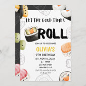 Kawaii Sushi Good Times Roll Kinder Erwachsene Geb Einladung (Vorne/Hinten)