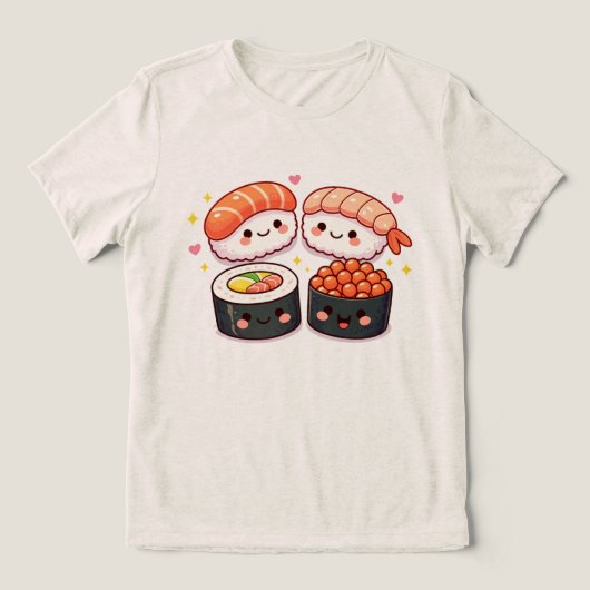 Kawaii Sushi Liebe Tri-Blend Shirt (Design Vorderseite)