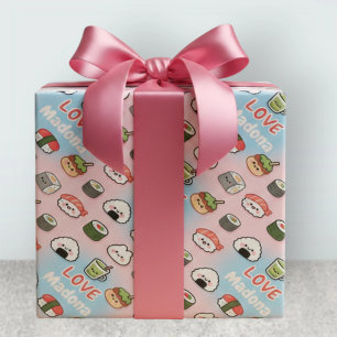 Kawaii Sushi Matcha Lebensmittel Muster Rahmen Geschenkpapier
