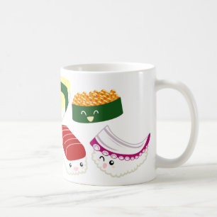 Kawaii Sushi mit Gesichtern Kaffeetasse