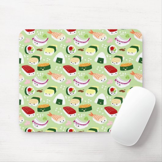 Kawaii Sushi mit Gesichtern Mousepad (Mit Mouse)