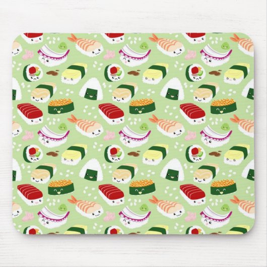 Kawaii Sushi mit Gesichtern Mousepad (Vorne)