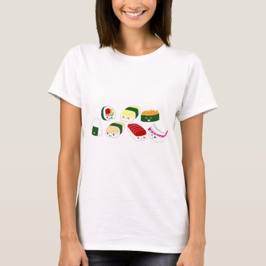 Kawaii Sushi mit Gesichtern T-Shirt (Vorderseite)