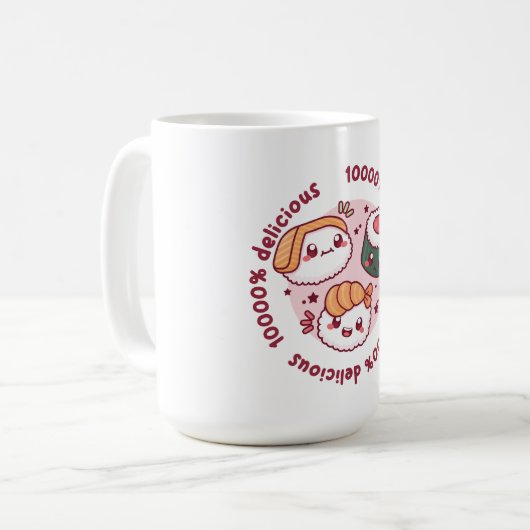 Kawaii Sushi mit lustigen Zitaten für schwarzen Li Kaffeetasse (Vorderseite Links)