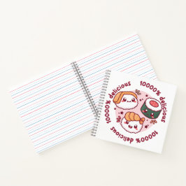 Kawaii Sushi mit lustigen Zitaten für schwarzen Li Notizblock