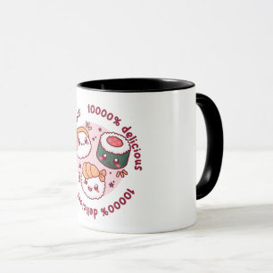 Kawaii Sushi mit lustigen Zitaten für schwarzen Li Tasse