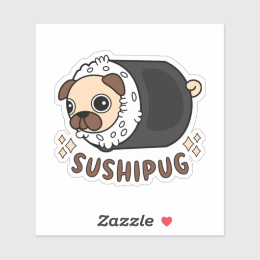 Kawaii Sushi Mops Mashup Funny Dog Lover Geschenk Aufkleber (Blatt)