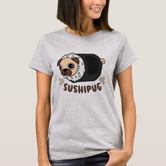 Kawaii Sushi Mops Mashup Funny Dog Lover Geschenk T-Shirt (Vorderseite)