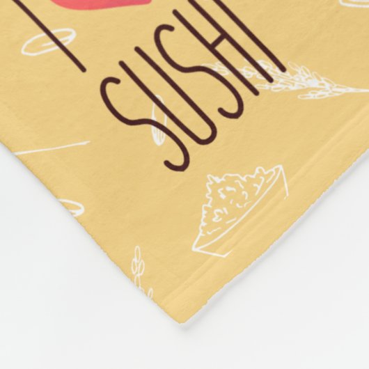 Kawaii Sushi Muster hellgelb Fleecedecke (Ecke)