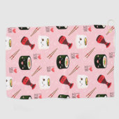 Kawaii Sushi Muster Light Pink Golfhandtuch (Horizontal)