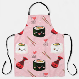 Kawaii Sushi Muster Light Pink Schürze