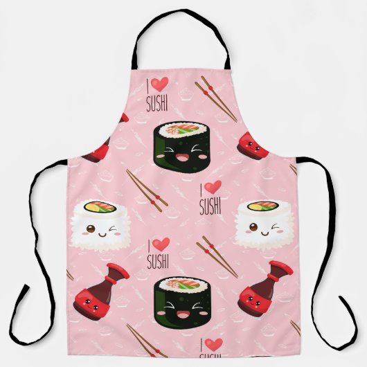 Kawaii Sushi Muster Light Pink Schürze (Vorderseite)