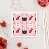 Kawaii Sushi Muster Light Pink Serviette (Beispiel)