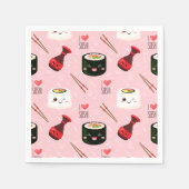 Kawaii Sushi Muster Light Pink Serviette (Vorderseite)