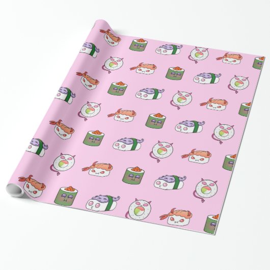 Kawaii Sushi-Muster-Packpapier Geschenkpapier (Ungerollt)