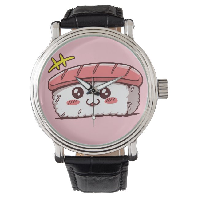 Kawaii Sushi Niedliches japanisches Essen Armbanduhr (Vorderseite)