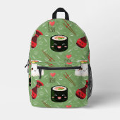 Kawaii Sushi Pattern Bedruckter Rucksack (Vorderseite)