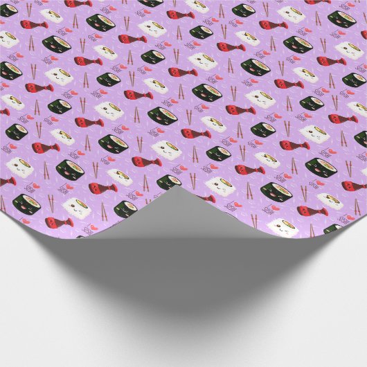 Kawaii Sushi Pattern Geschenkpapier (Ecke)