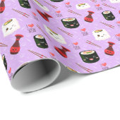 Kawaii Sushi Pattern Geschenkpapier (Rolleneckpunkt)