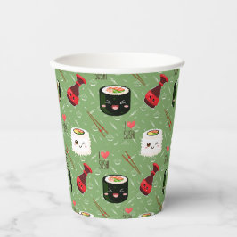 Kawaii Sushi Pattern Pappbecher