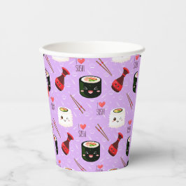 Kawaii Sushi Pattern Pappbecher