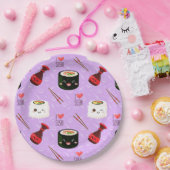 Kawaii Sushi Pattern Pappteller (Party)