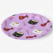 Kawaii Sushi Pattern Pappteller (Schrägansicht)