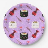 Kawaii Sushi Pattern Pappteller (Vorderseite)