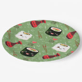 Kawaii Sushi Pattern Pappteller (Schrägansicht)